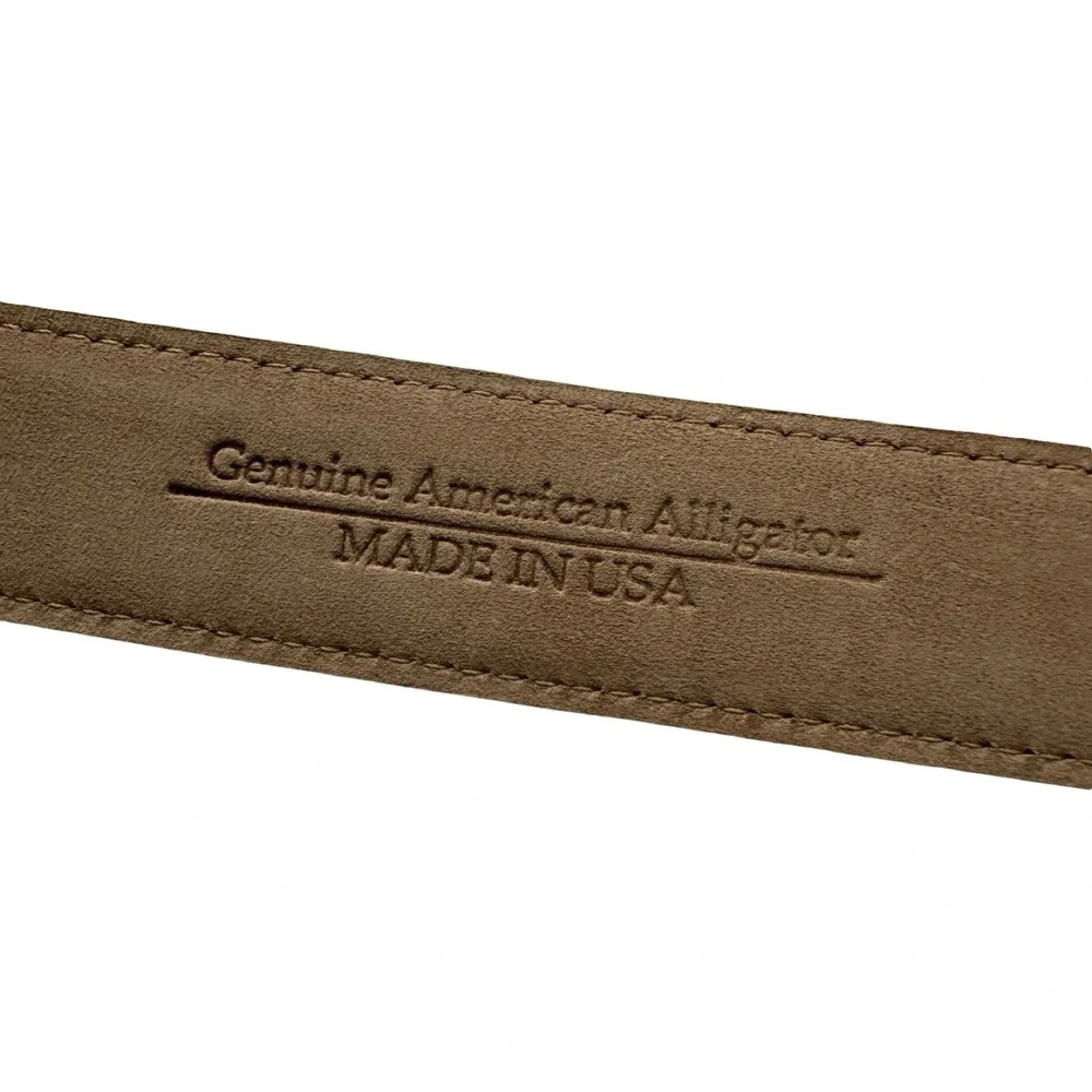 Bespoke Deep Brown Genuine American Alligator D Buckle Mens Belt Size S NWOT
